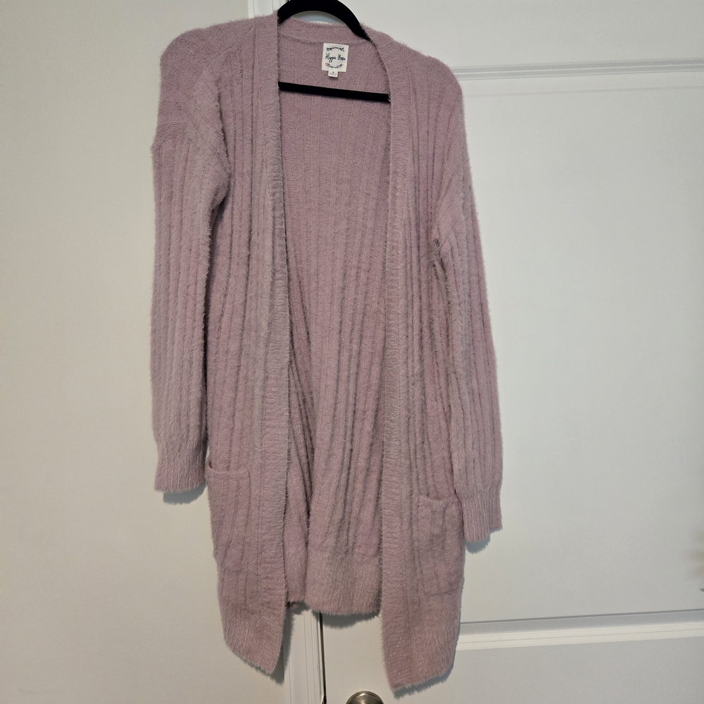 Hippie Rose Soft Mauve Open-Front Cardigan